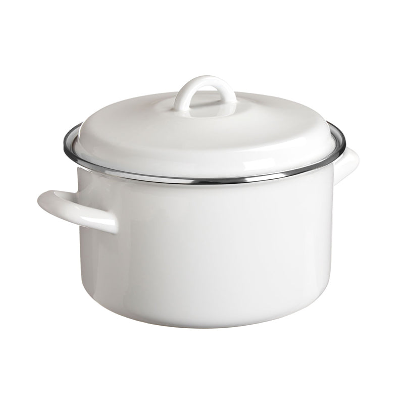 Porter 4.7Ltr White Enamel Casserole Dish