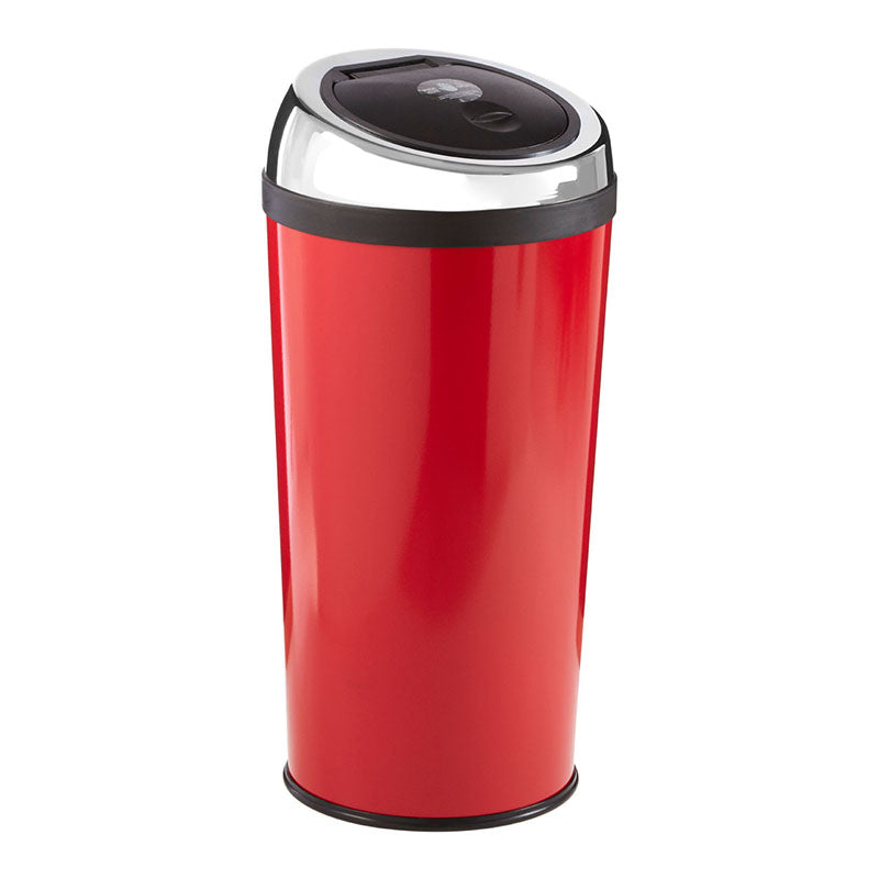 Red Enamel Touch Top Bin - 30 Ltr