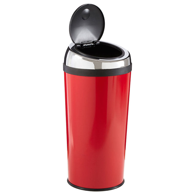 Red Enamel Touch Top Bin - 30 Ltr