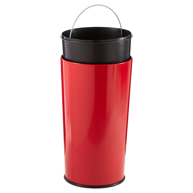 Red Enamel Touch Top Bin - 30 Ltr