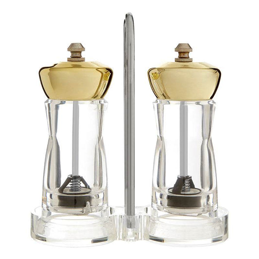 Salt and Pepper Gold Mill Set with Stand - Premier Home