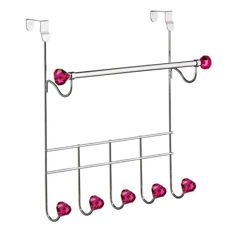 Hot Pink 5 Hooks Over Door Hanger - Premier Home