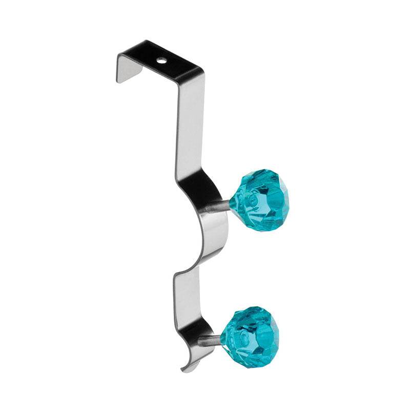 Over Door Teal Diamantes Double Hook - Premier Home