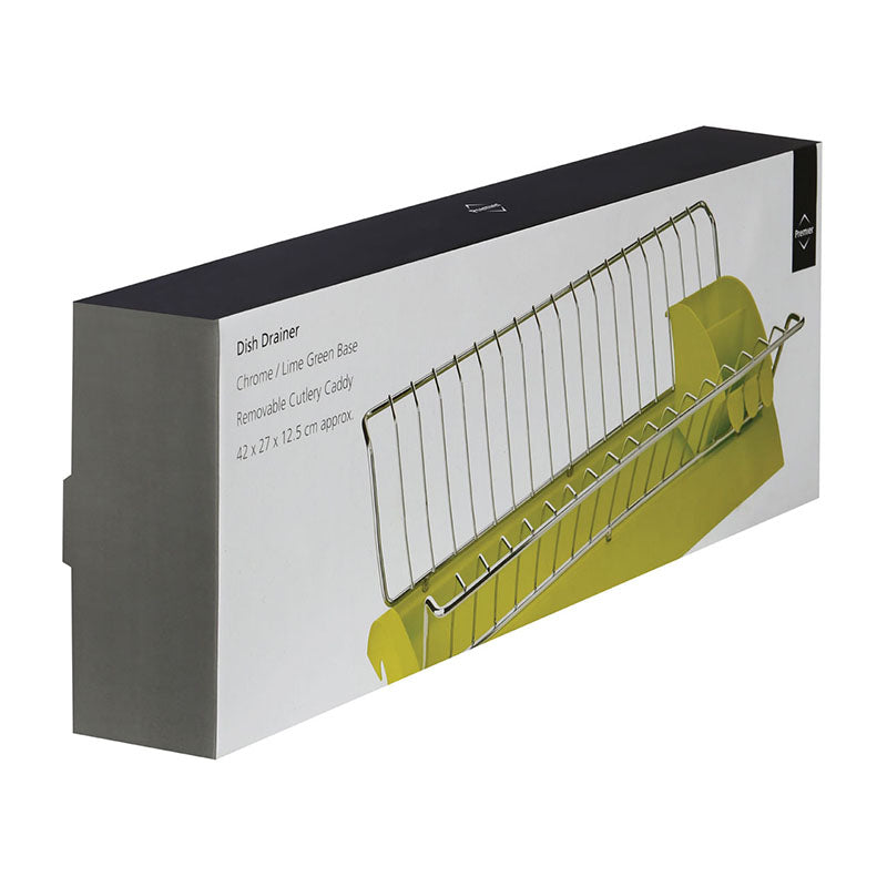 Lime Green Plastic / Chrome Dish Drainer