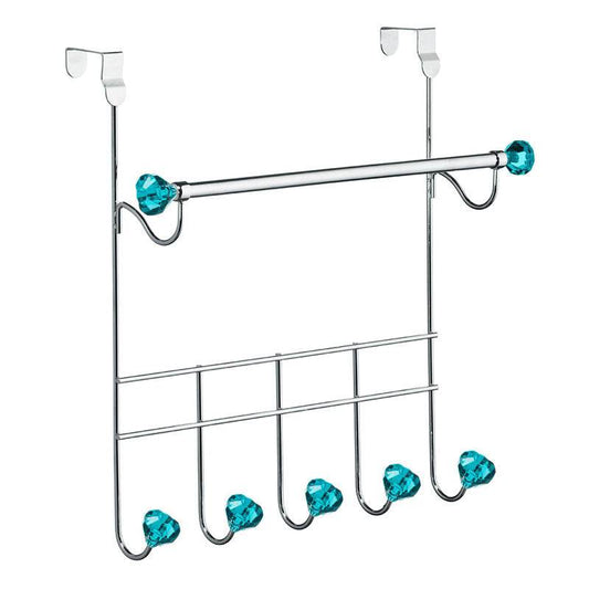 Teal Diamantes 5 Hooks Over Door Hanger - Premier Home