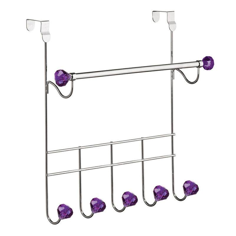 Over Door Purple Diamantes 5 Hook Rail And Hanger - Premier Home