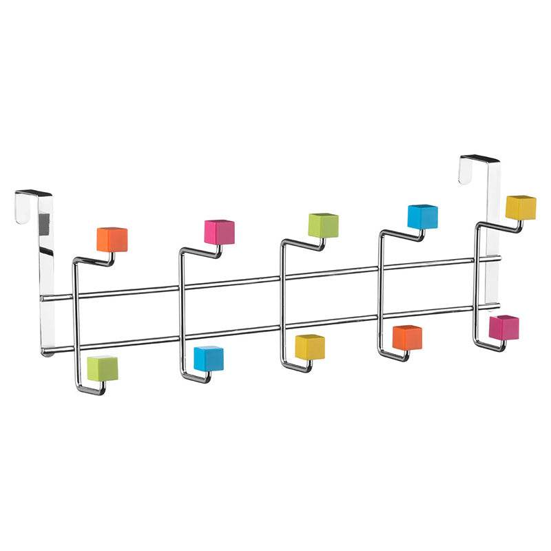 Multi-Colour Plastic Cubes 10 Hook Over Door Hanger - Premier Home