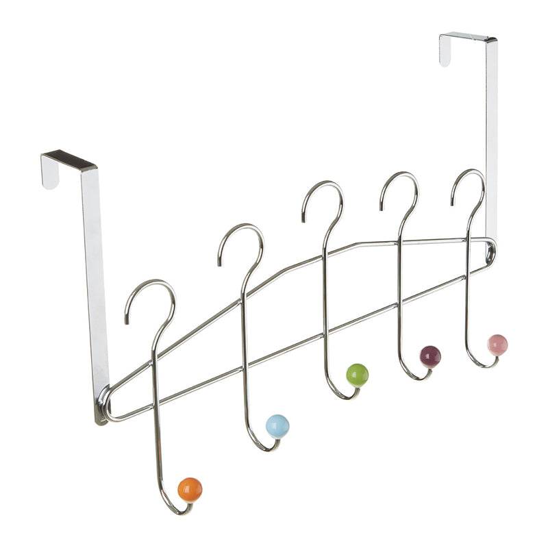 Hook Over Door Multi-coloured 5 Hook Hanger - Premier Home
