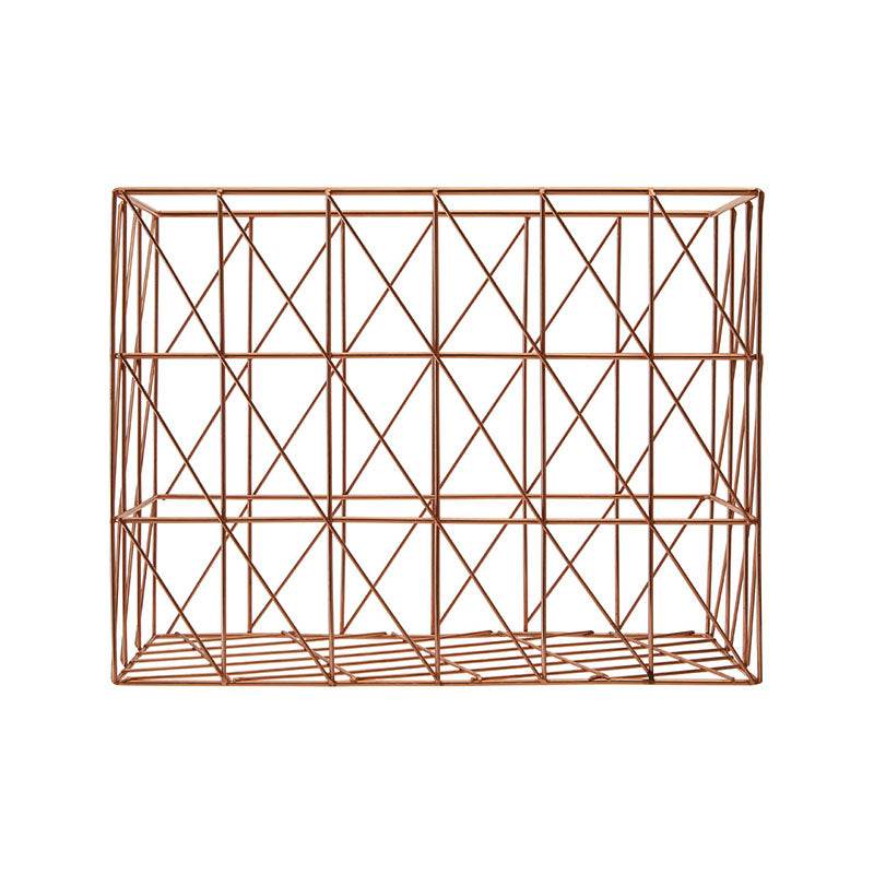 Vertex Copper Finish Cross Design Wire Basket - Premier Home