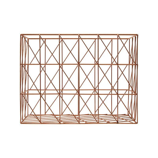 Vertex Copper Finish Cross Design Wire Basket - Premier Home