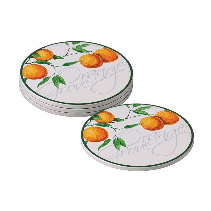 Orange Grove Bone China Coasters - Set of 4