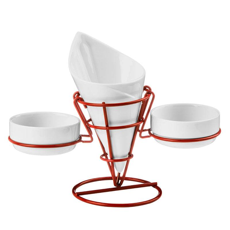 Red French Fry Cone with 2 Dip Dishes - Premier Home