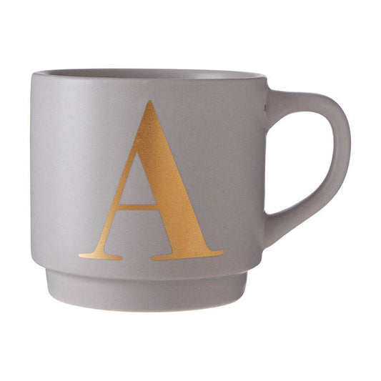 Signet Grey A Letter Mug - Premier Home