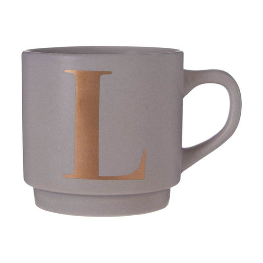 Signet Grey L Letter Mug - Premier Home