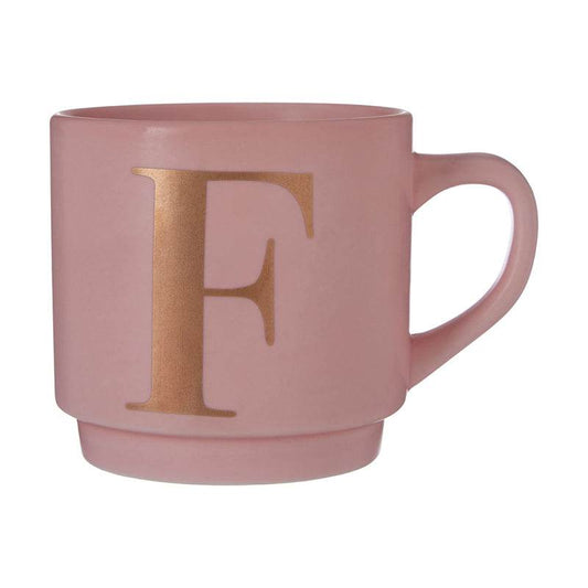 Signet Pink F Letter Mug - Premier Home