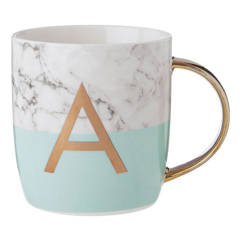 Mimo Pastel Green A Letter Monogram Mug
