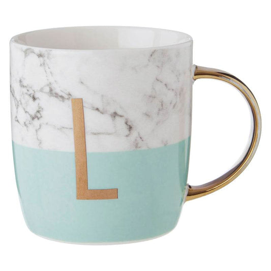 Mimo Pastel Green L Letter Monogram Mug - Premier Home