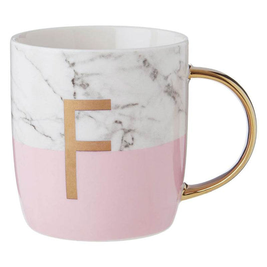Mimo Pastel Pink F Letter Monogram Mug - Premier Home