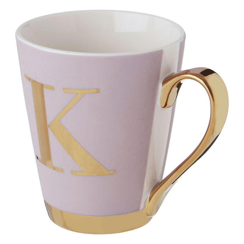 Mimo Grey Frosted Deco K Letter Monogram Mug