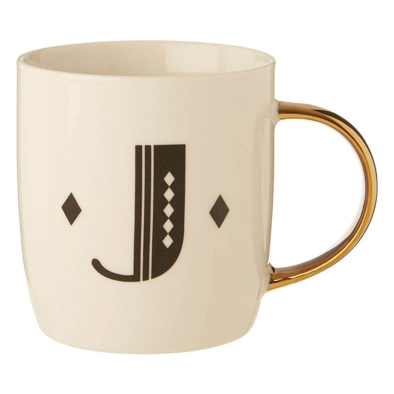 Mimo Diamond Deco J Letter Monogram Mug - Premier Home