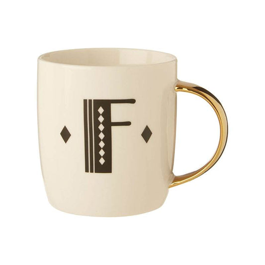 Mimo Diamond Deco F Letter Monogram Mug - Premier Home