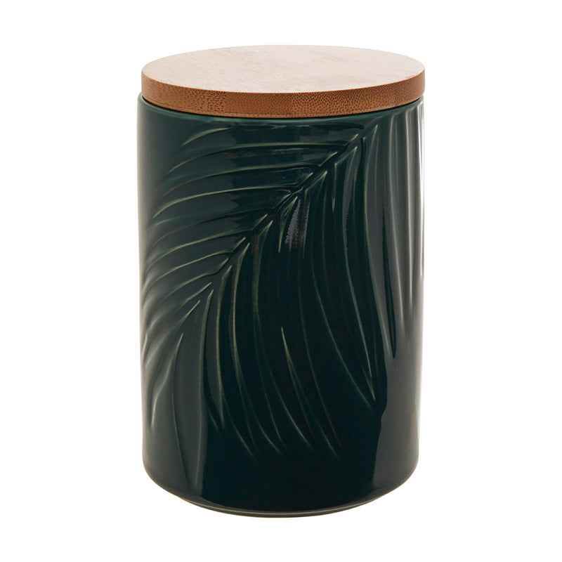 Bali Dark Green Medium Storage Jar with Bamboo Lid - Premier Home