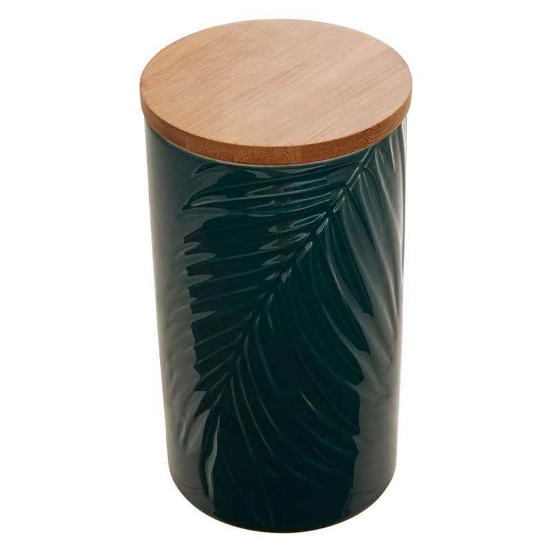Bali Dark Green Large Storage Jar with Bamboo Lid - Premier Home