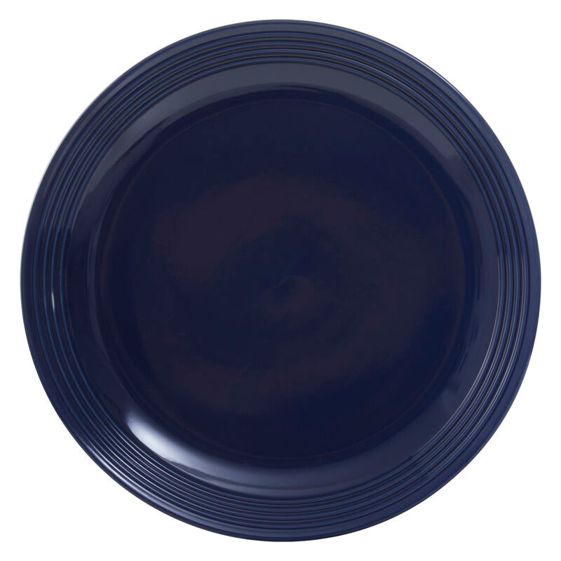 Elmira 16 Piece Dark Blue Stoneware Dinner Set With Grooves