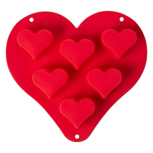 Mimo 6 Baking Mould, Heart Shape, Red Silicone - Premier Home