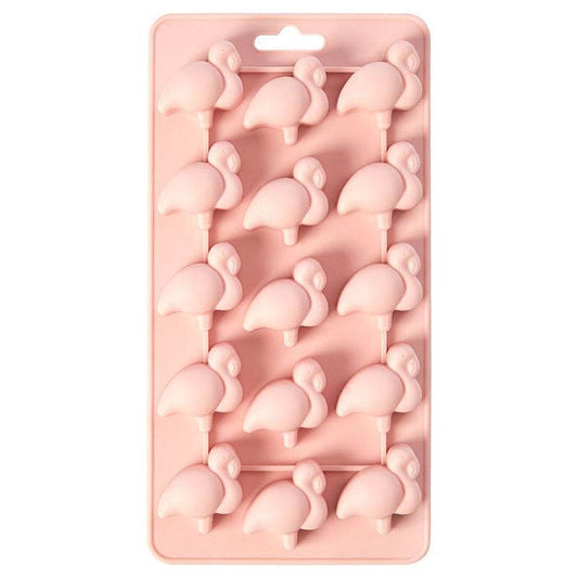 Mimo 15 Ice Cube Tray, Light Pink Silicone, Flamingo Design - Premier Home