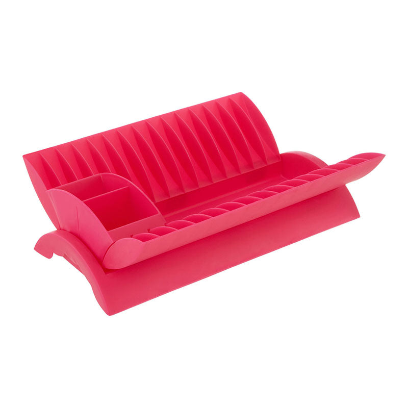 Hot Pink Dish Drainer with Cutlery Caddy