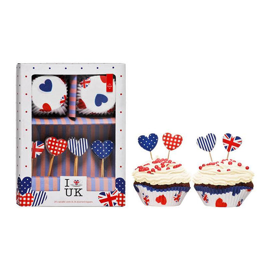 I Love UK Cupcake Cases and Toppers - Premier Home