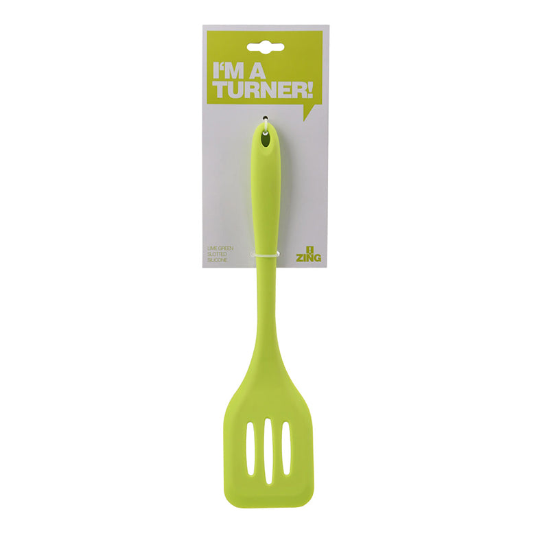 Zing Lime Green Silicone Slotted Turner