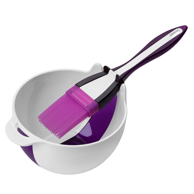 Purple And White Basting Brush And Bowl Set