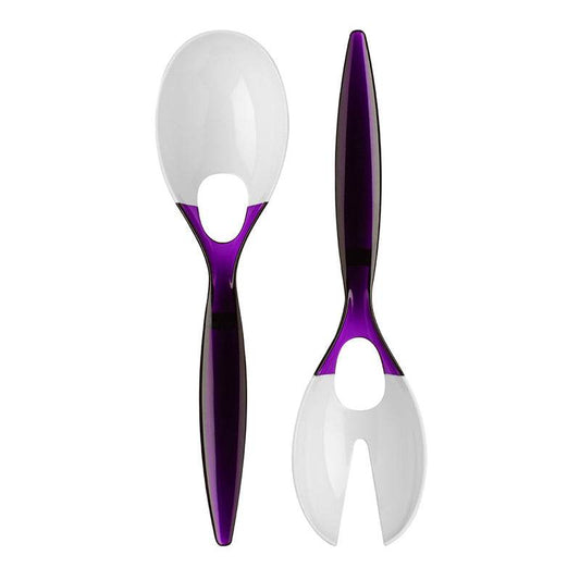 Purple And White Plastic Salad Spoon & Fork - Premier Home