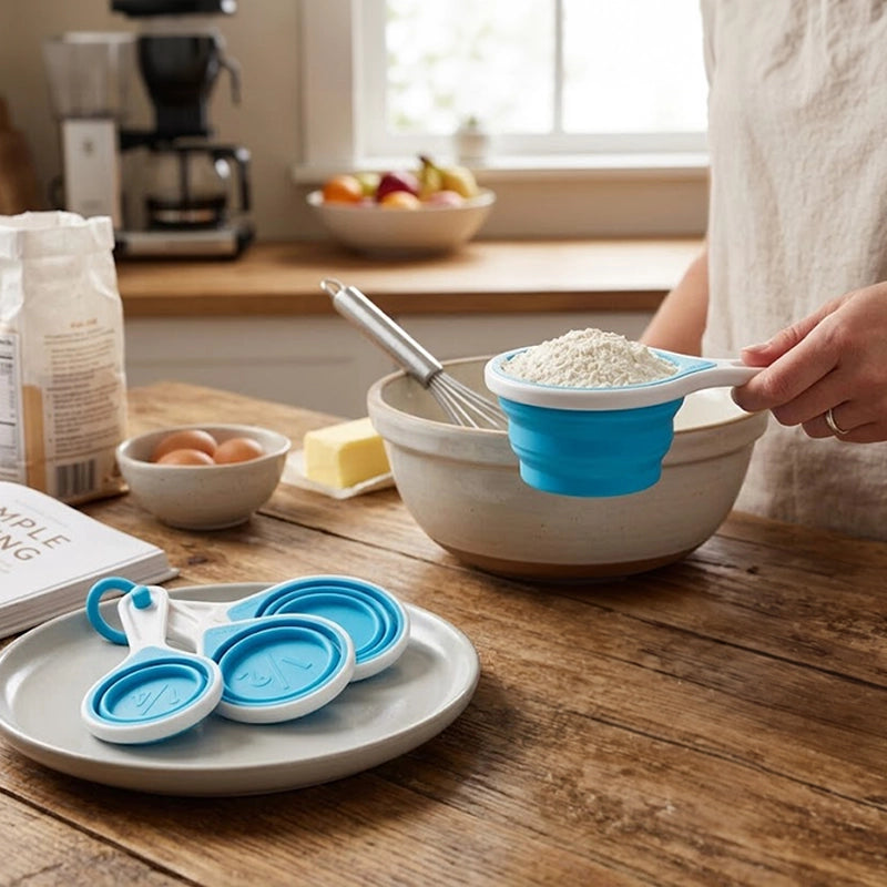 Zing Blue Silicone Measuring Cups - Set Of 4