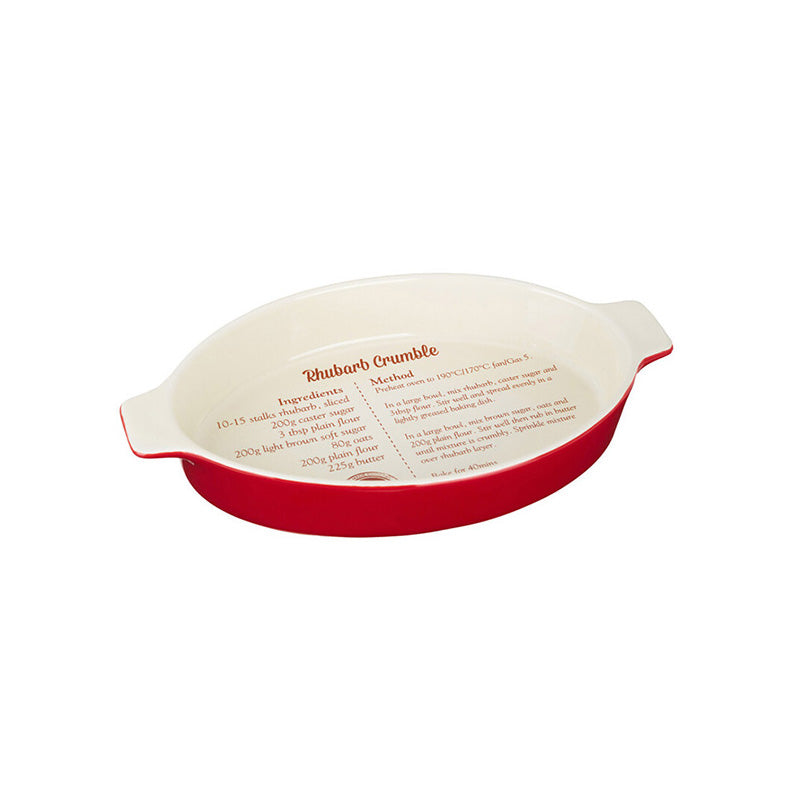 Red Stoneware Oval Baking Dish