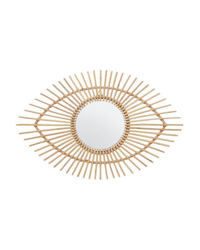 Mataram Natural Rattan Eye Shape Wall Mirror - Premier Home