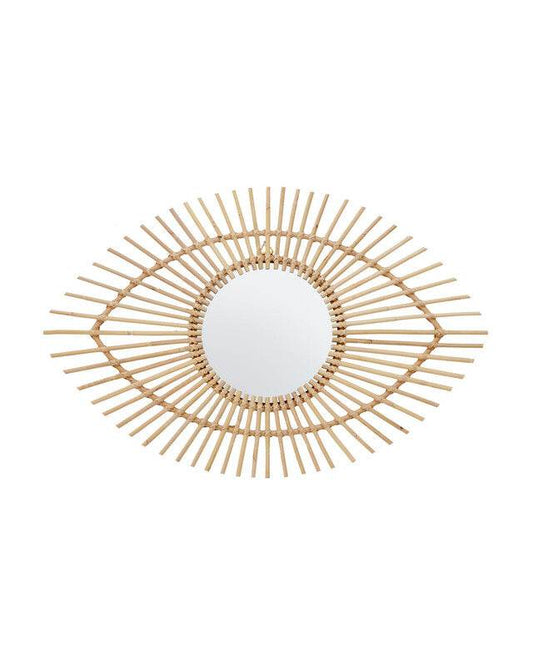 Mataram Natural Rattan Eye Shape Wall Mirror - Premier Home