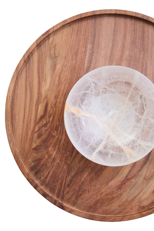 Kora Acacia Wood And Onyx Chip And Dip Platter