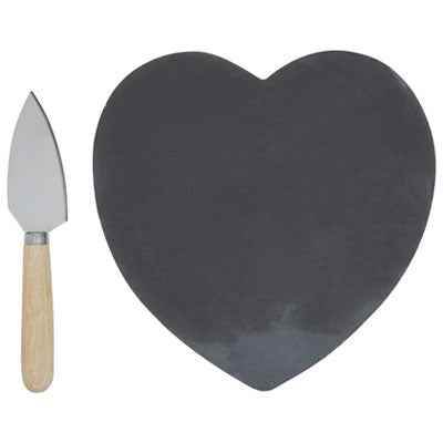 Carter Heart Slate Cheese Board With Knife - Premier Home