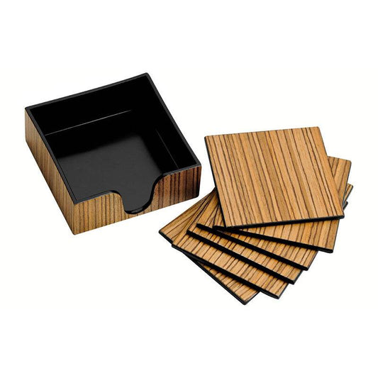 Plastic And Wood Veneer Coasters - Set Of 6 - Premier Home