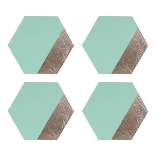 Geome Dipped Jade And Silver Placemats - Premier Home