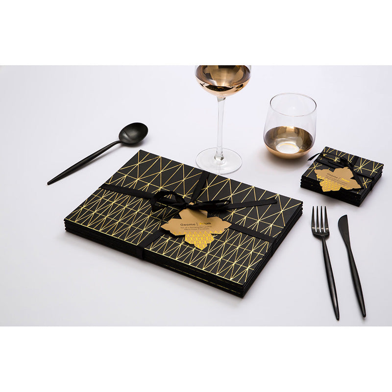 Geome Prism Black And Gold Coasters