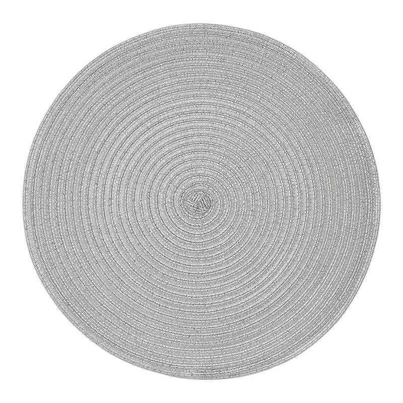 Round Silver Thread Woven Placemat - Premier Home