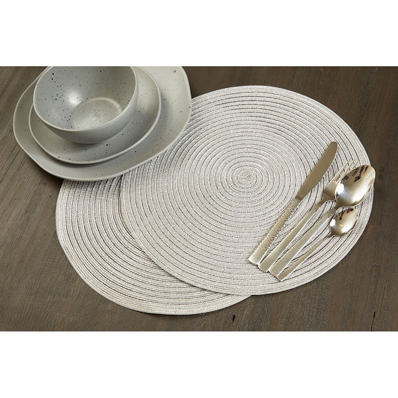 Round Silver Thread Woven Placemat