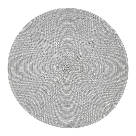 Round Silver Thread Woven Placemat - Premier Home