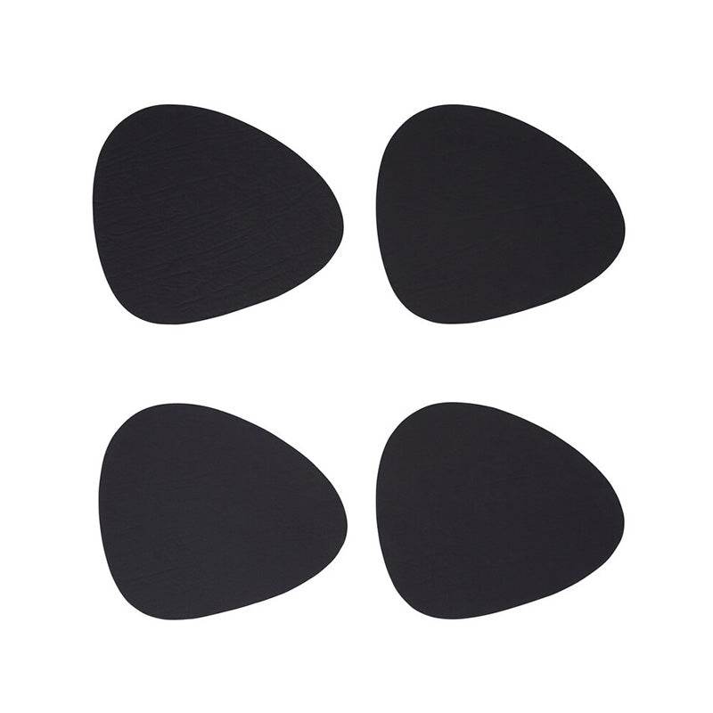 Catlins 4Pc Pebble Black Leather Coasters - Premier Home
