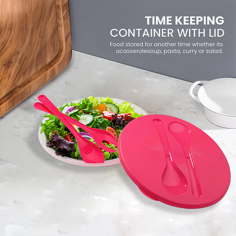 Salad Container With Pink Lid