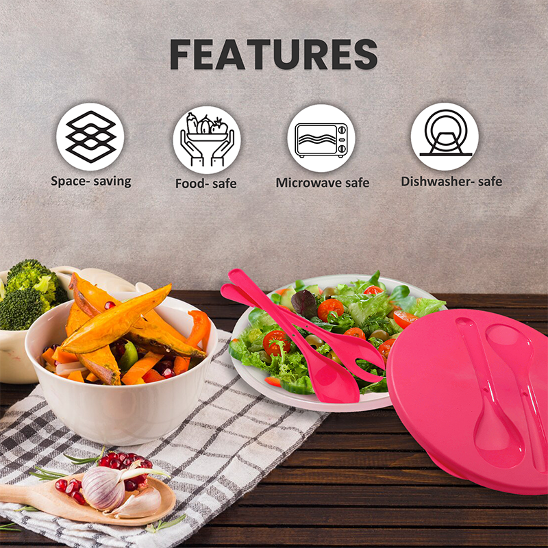Salad Container With Pink Lid